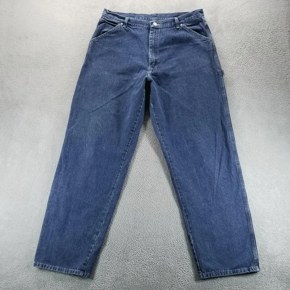 Wrangler Jeans Mens 36x34‎ Blue Relaxed Straight Medium Denim Workwear